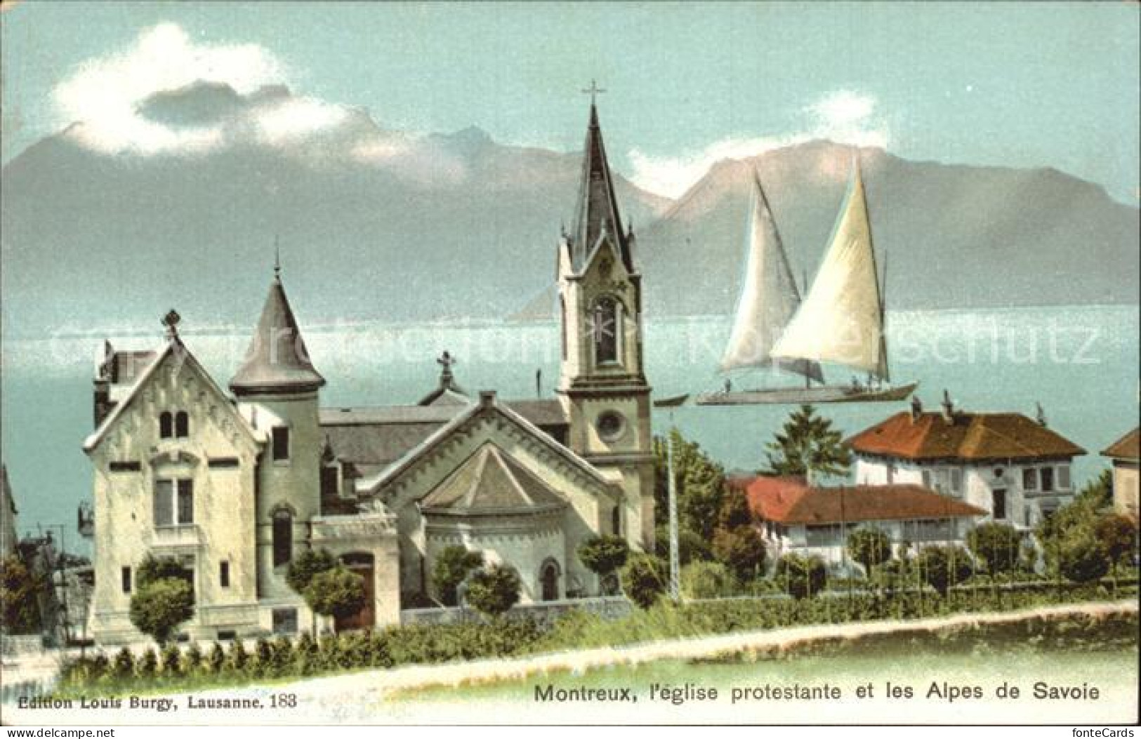 12459297 Montreux VD Protestantische Kirche Savoyer Alpen K?nstlerkarte Montreux - Altri & Non Classificati