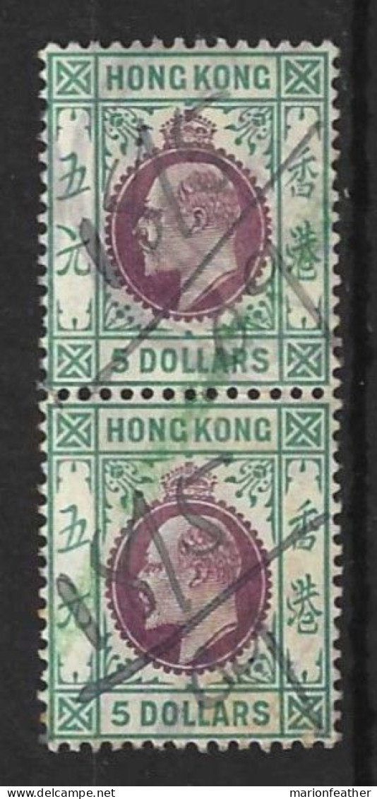 HONG KONG....KING EDWARD VII...(1901-10..)...." 1904.."....$5 X VERTICAL PAIR.....PEN CANCEL..... - Maurice (...-1967)