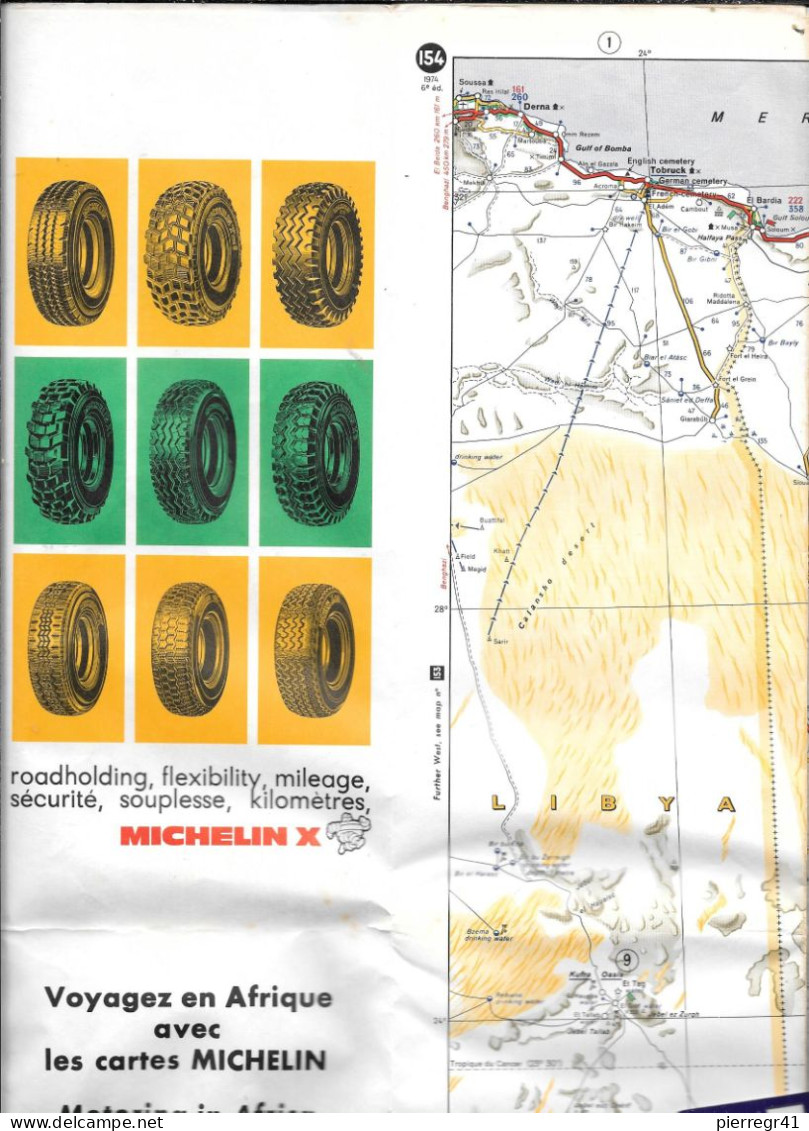 CARTE-ROUTIERE-MICHELIN-N °154-1974 6édit-AFRIQUE NORD & EST-Imp Photolith/TBE COMME NEUVE-RARE - Strassenkarten