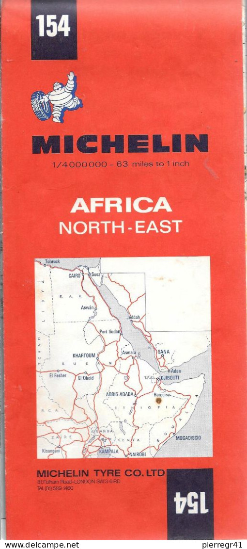 CARTE-ROUTIERE-MICHELIN-N °154-1974 6édit-AFRIQUE NORD & EST-Imp Photolith/TBE COMME NEUVE-RARE - Strassenkarten