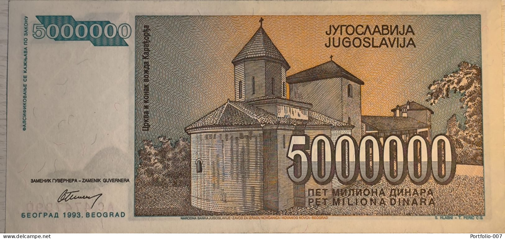 5 000 000 Dinara, 1993. Yugoslavia - Joegoslavië