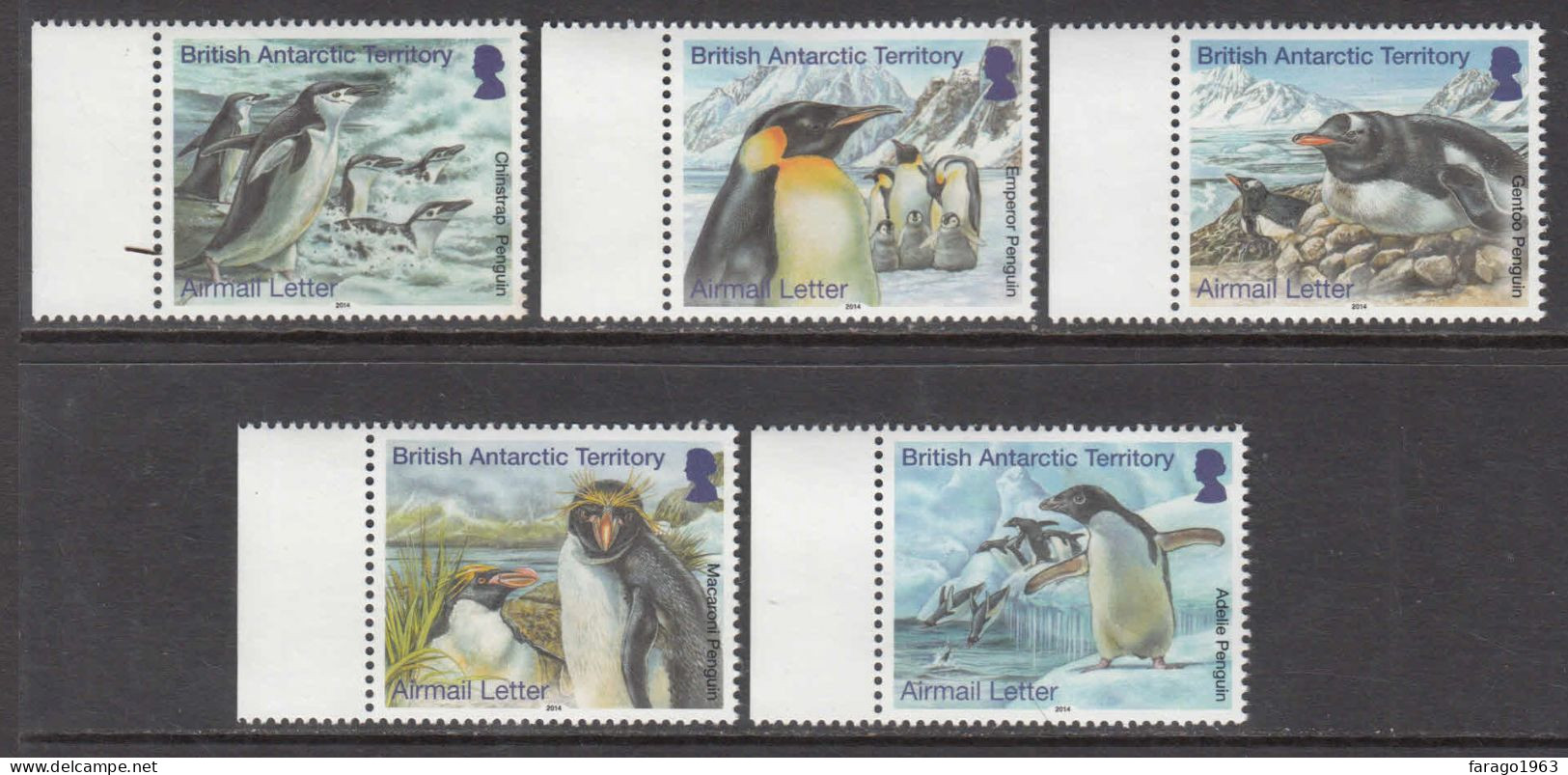 2014 British Antarctic Territory Penguins Airmail Complete Set Of 5 MNH - Ungebraucht