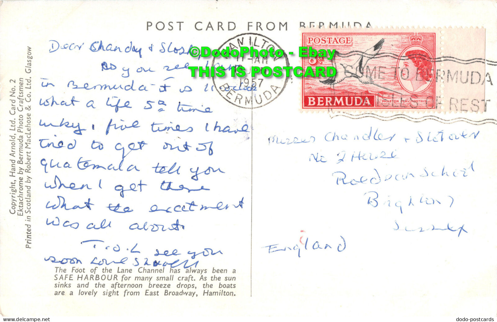 R413226 Bermuda. Safe Harbour. Hand Arnold. Robert MacLehose. 1957 - World