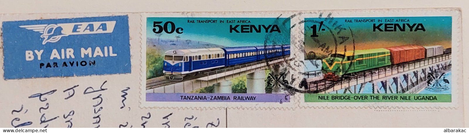 Kenya - Girl Women Femme , NUS ETHNIQUES Adultes ( Afrique Noire ) , Stamp Railway Train Used Air Mail 1976 - Kenya