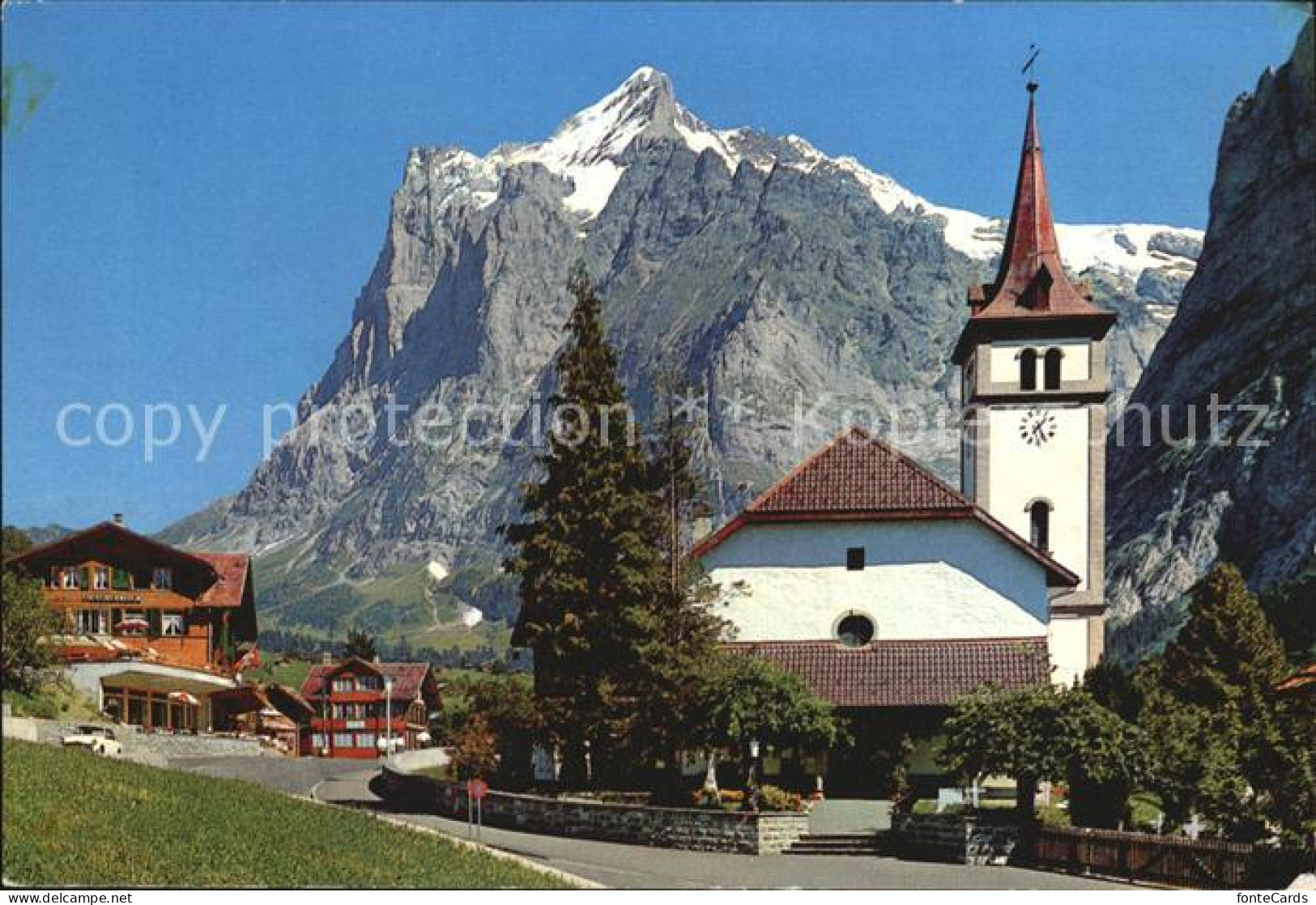 12424567 Grindelwald Kirche Wetterhorn Grindelwald - Sonstige & Ohne Zuordnung
