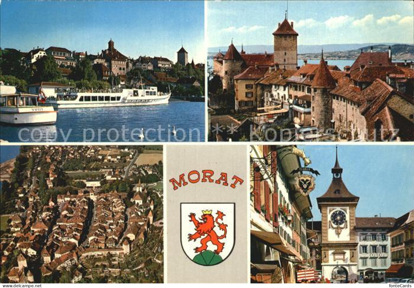 12413997 Morat Murten Le Port Remparts Et Chateau Vue Aerienne Porte De Berne Mu - Sonstige & Ohne Zuordnung