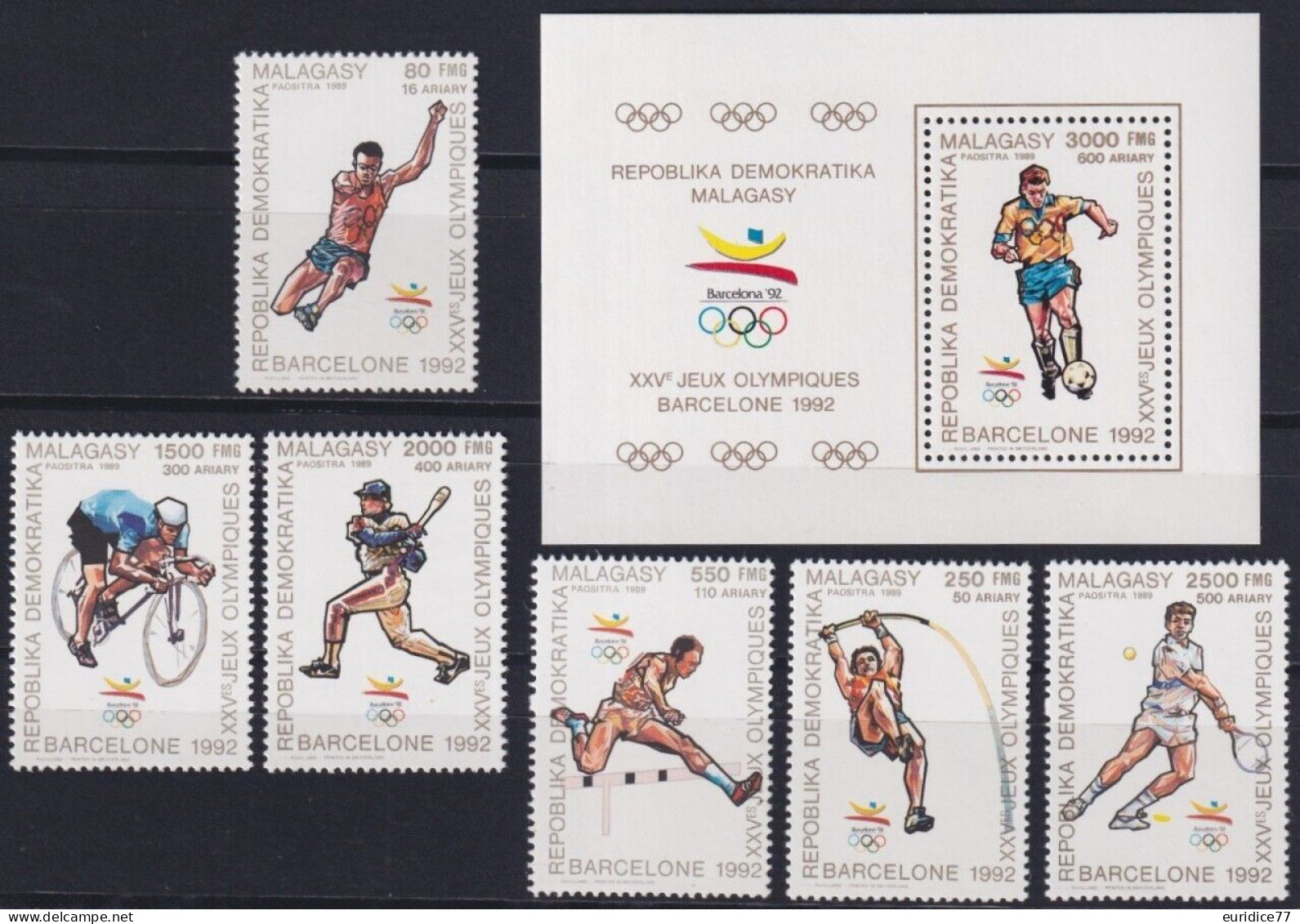 Madagascar 1989 - Olympic Games Barcelona 92 Yvert Mnh** - Sommer 1992: Barcelone