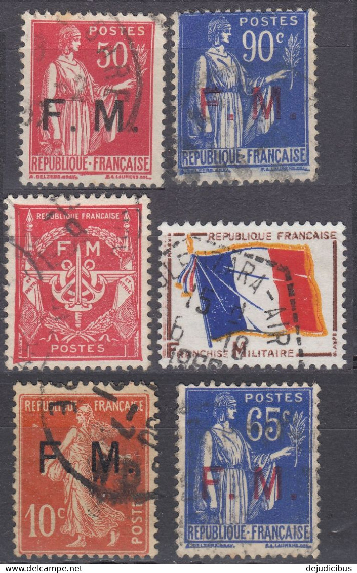 FRANCE - Franchigia Militare - Lotto Composto Da 6 Valori Usati: Yvert 5, 7/9, 12 E 13. - Military Postage Stamps