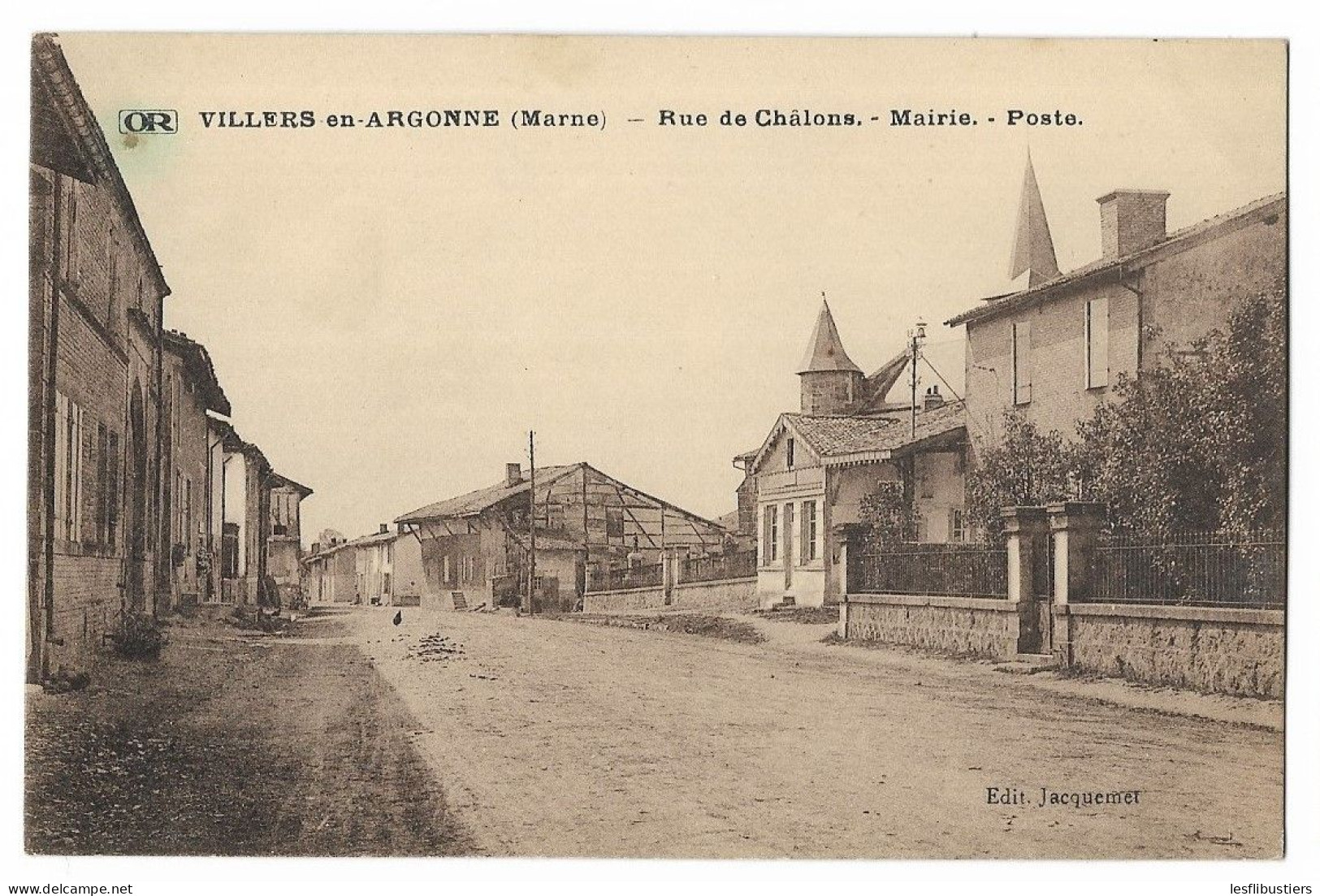 CPA 51 VILLERS-en-ARGONNE Rue De Châlons - Mairie - Poste - Andere & Zonder Classificatie