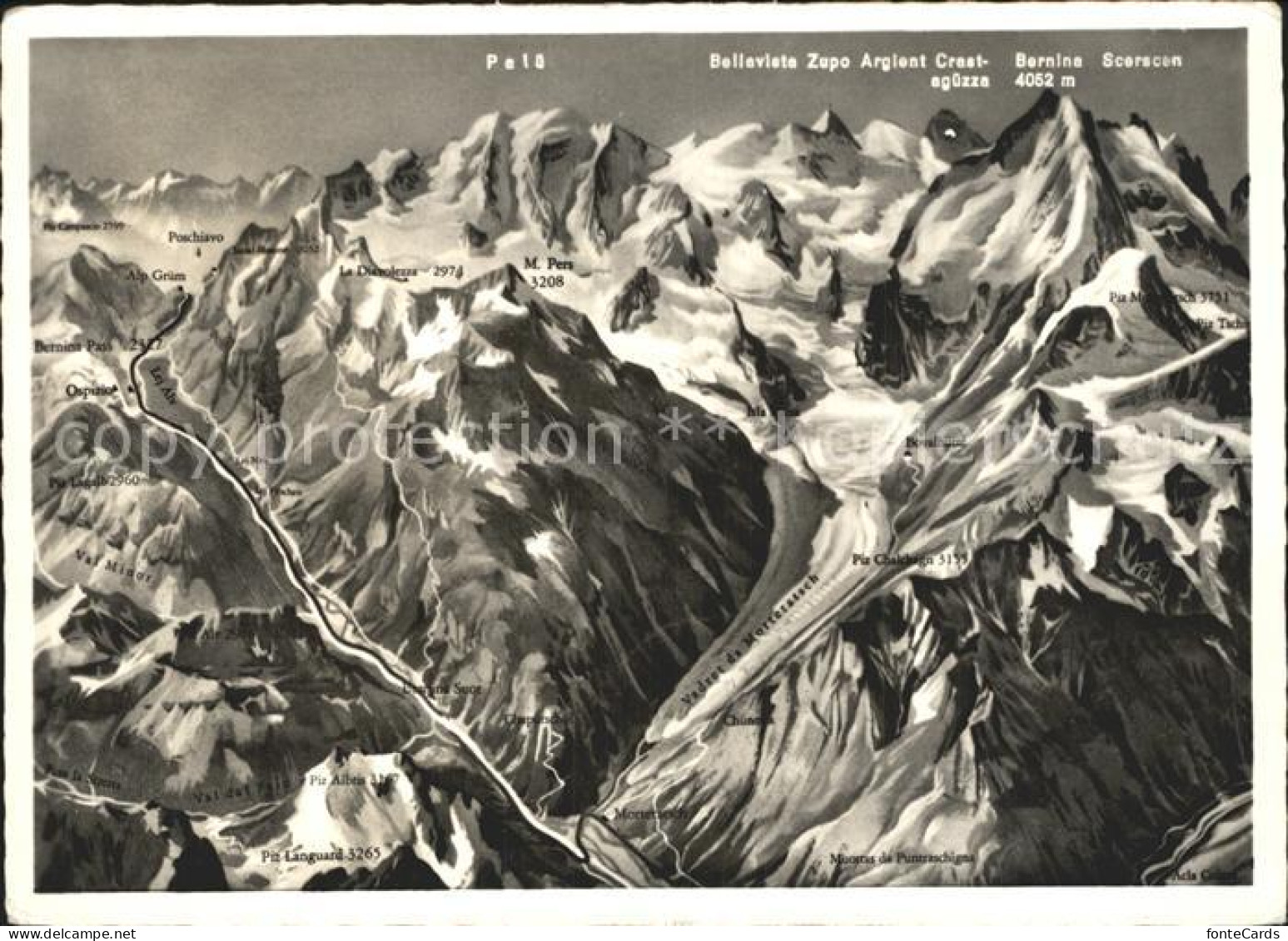 12375527 Bernina Panoramakarte Palue Vellavista Zupo Scoracen Bernina - Andere & Zonder Classificatie