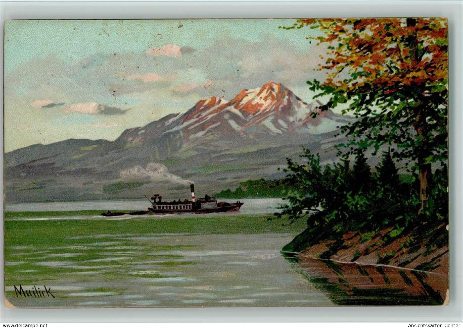 13033209 - Mailick Dampfer Auf Einem See, Litho 1902 AK - Kley