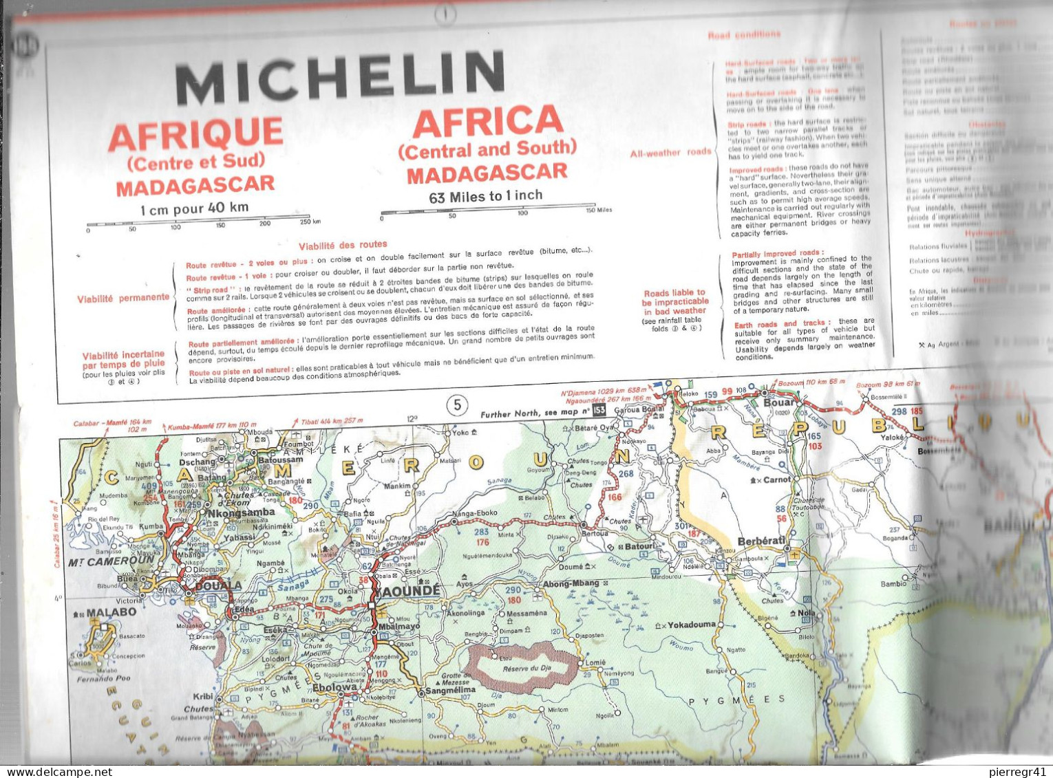 CARTE-ROUTIERE-MICHELIN-N °155-1974- 9e édit-AFRIQUE Central Et SUD-Madagascar-Imp G;Maillet-TBE/pas De Plis Coupés - Strassenkarten