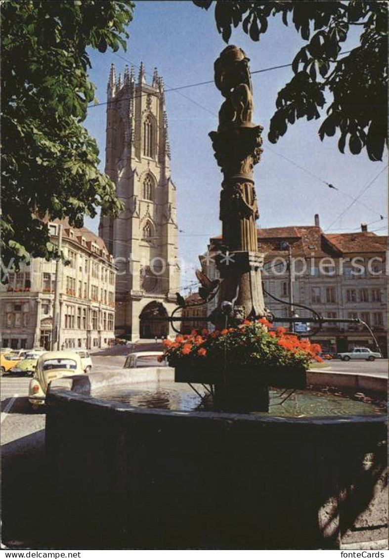 12367967 Fribourg FR Samson Brunnen Mit Kathedrale Fribourg - Sonstige & Ohne Zuordnung