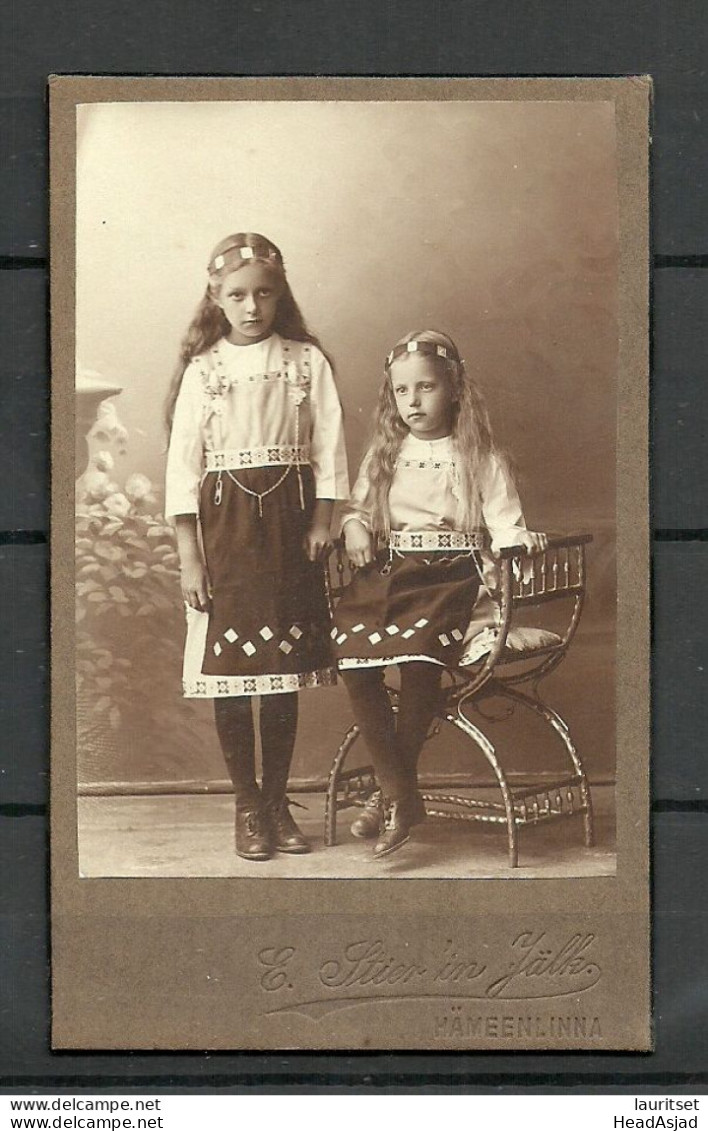 FINLAND 1920 E. Stier In Jälk Hämeenlinna Old Photograph Of Two Girls - Personnes Anonymes