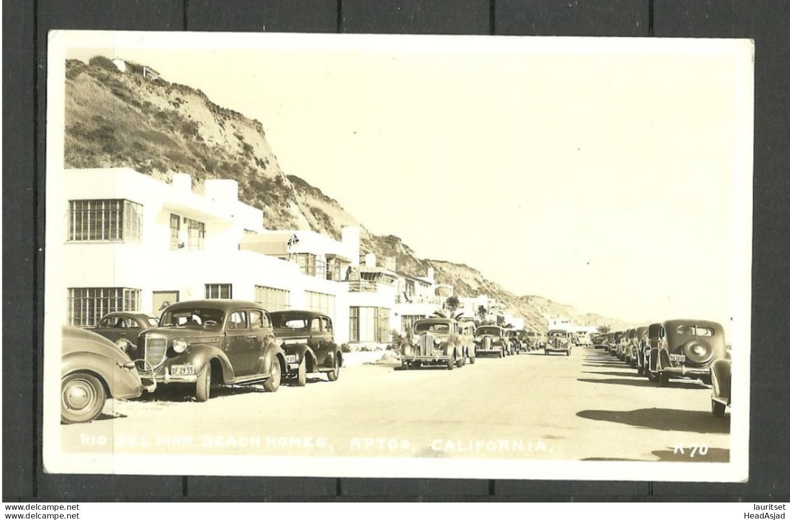 USA Rio Del Mar Beach Homes Aptos California, Unused Photo Post Card Old Automobiles Cars - PKW