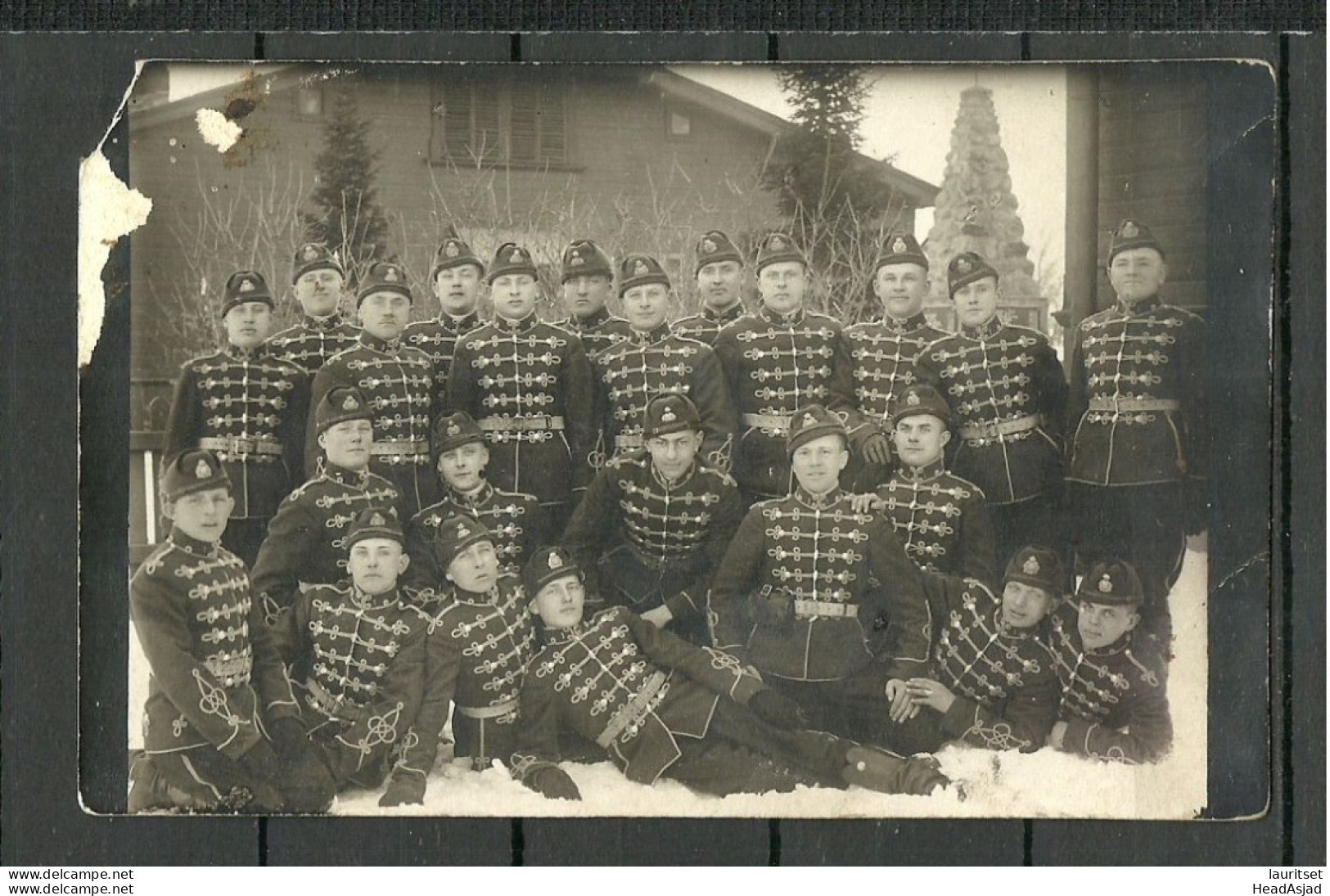 Estland Estonia Photopostkarte Military Soldaten Soldiers In Uniform NB! Corner Missing - Guerre, Militaire