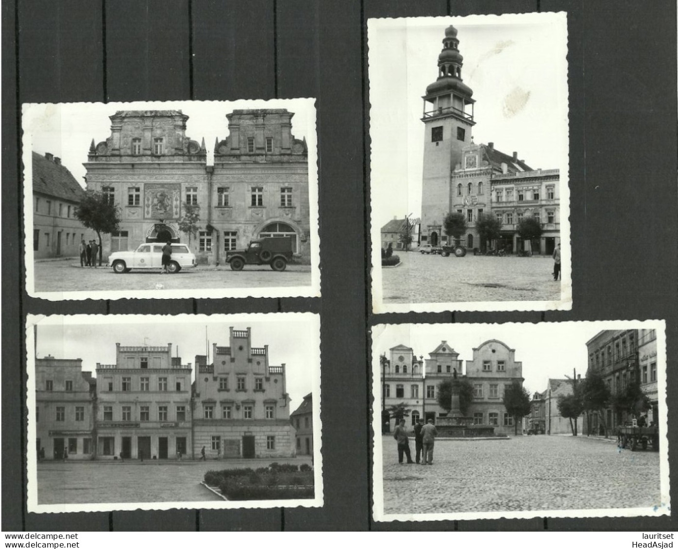 Deutschland Germany 1950er? BEUTHEN A. O. Bytom Poland  Hotel Goldener Löwe Rathaus Marktplatz Auto, 4 Old Photographs - Schlesien