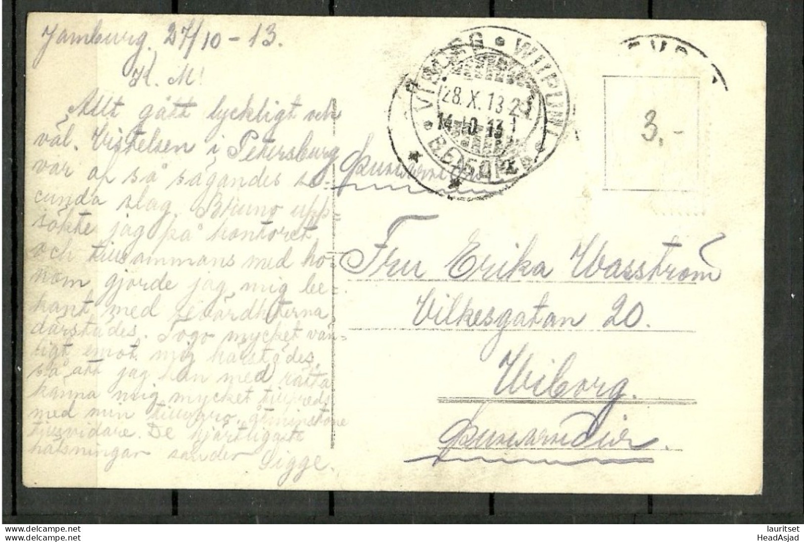 RUSSIA Russie Jamburg Ямбург Photo Post Card, Sent To Finland Viipuri 1913, Stamp Missing - Rusia