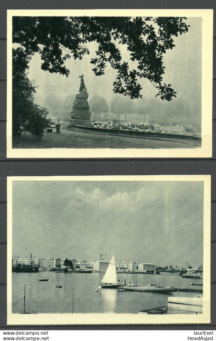 ESTLAND Estonia 1964 Pärnu Pernau - 2 Photo Post Cards, Unused Monument Segelboot Sailing Statue - Estland