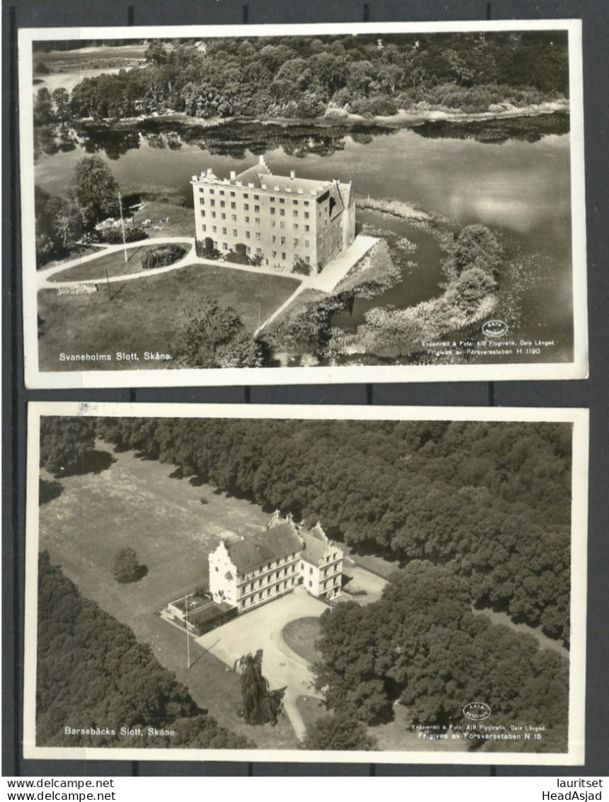 SWEDEN Palaces Svaneholms & Barsebäcks Schlösser In Skane District, 2 Photo Post Cards, Unused - Castelli