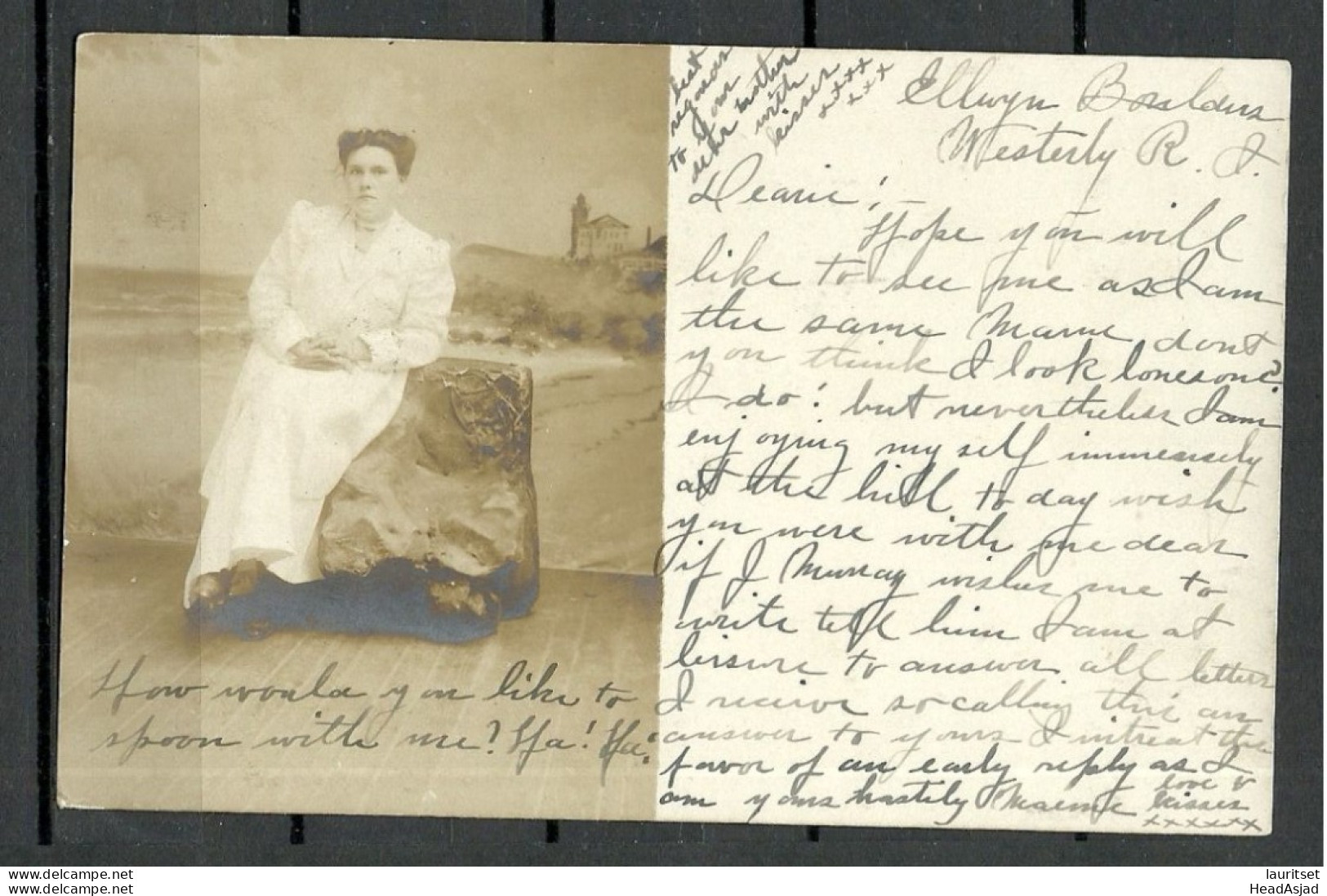 USA Unknown Lady Photo Post Card, Boylan & Bishop, Watch Hill, Used O 1906 Hartford Mi 138 B. Franklin - Other & Unclassified