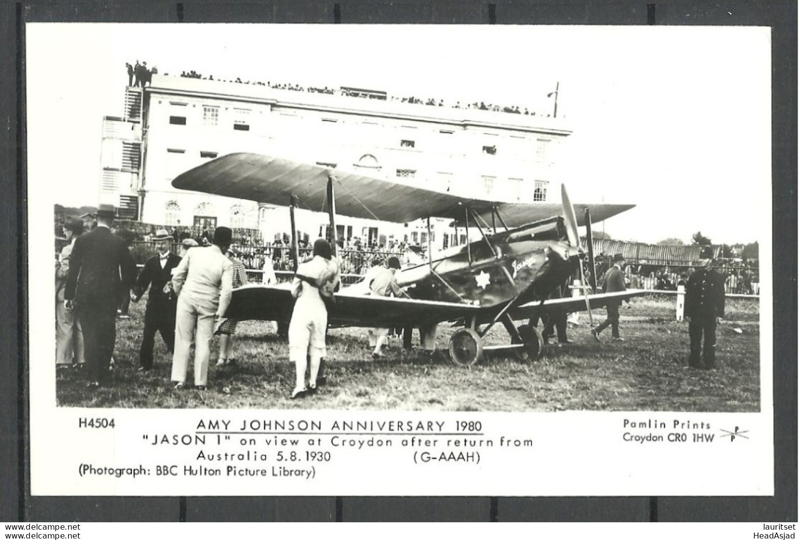 Amy Johnson Anniversary, Photo From 1930, Printed 1980, Aviation Air Plane Jason-1 Flugwesen Flugzeug, Unused - 1919-1938: Entre Guerres