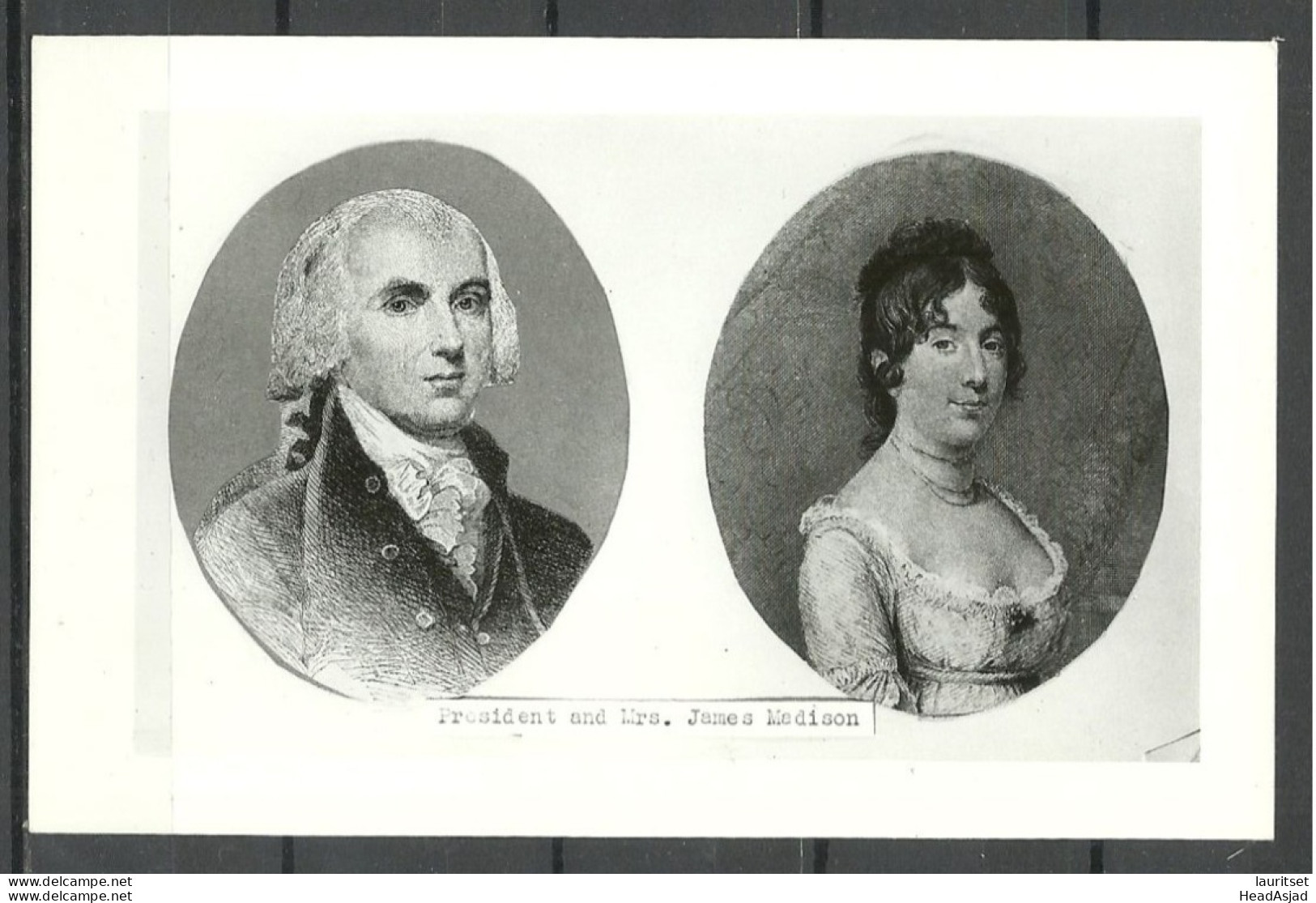 USA President And Mrs. James Madison, Unused Photo Post Card Kodak - Hommes Politiques & Militaires