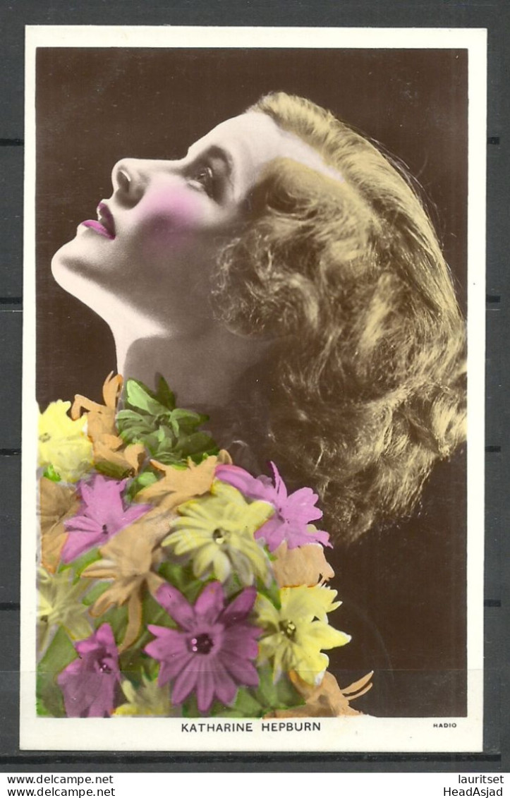 American Actress Movie Star Katharine Hepburn Handcoloured Real Photograph, Printed In London, Unused - Actors