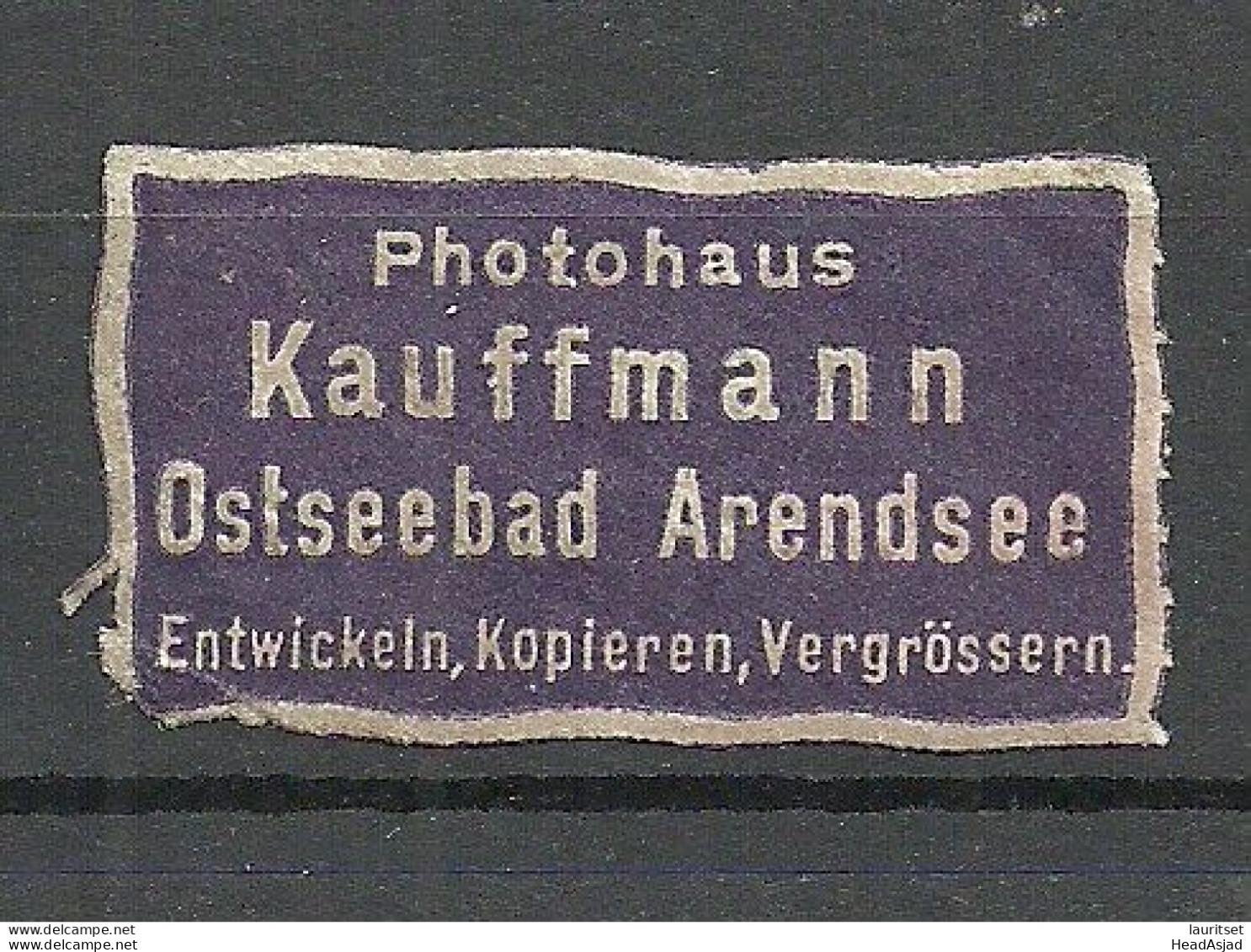 Deutschland Germany Photohaus Kauffmann Ostseebad Arendsee Reklamemarke Siegelmarke Seal - Sonstige & Ohne Zuordnung