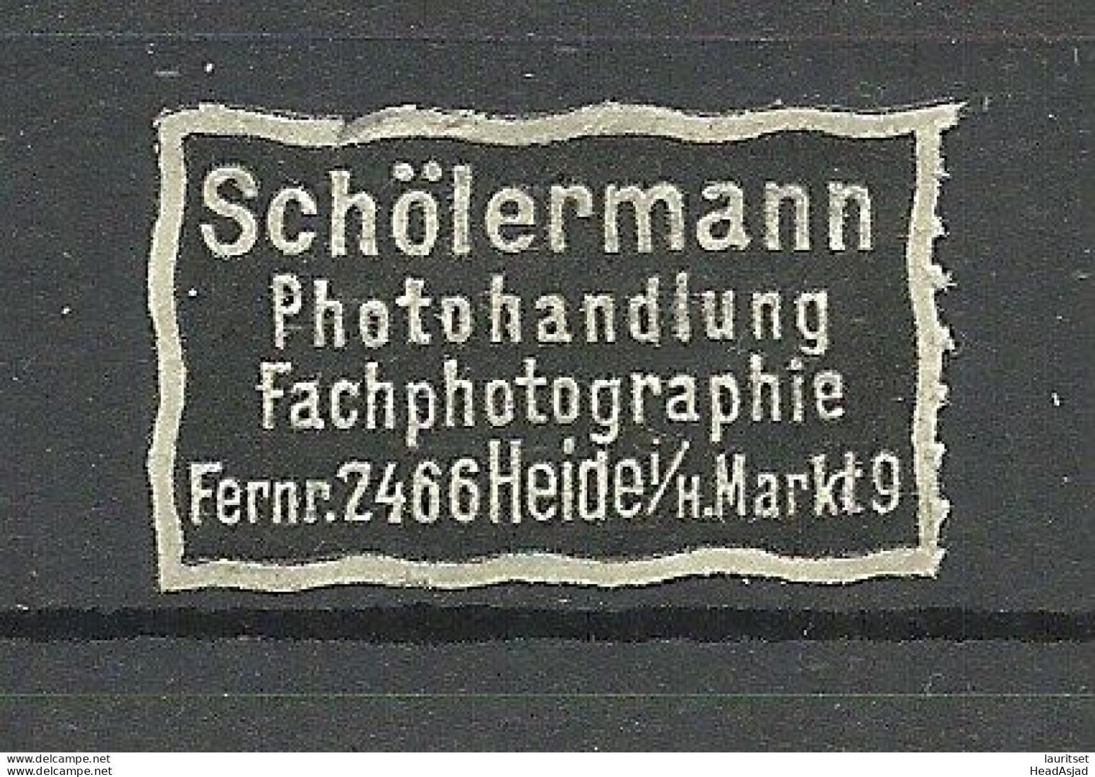 Deutschland Germany Schölermann Photohandlung Fachphotographie Heide I. H. Reklamemarke Siegelmarke Seal - Sonstige & Ohne Zuordnung