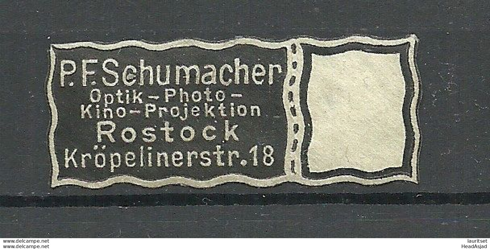 Deutschland Germany Optik Photo Kino Projektion P. F. Schumacher Rostock Reklamemarke  Siegelmarke Seal - Andere & Zonder Classificatie