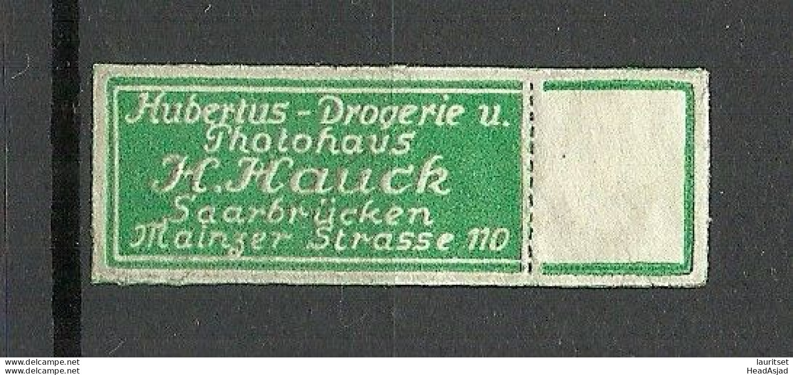 Deutschland Germany Drogerie & Photohaus H. Hauck Saarbrücken Reklamemarke  Siegelmarke Seal - Sonstige & Ohne Zuordnung