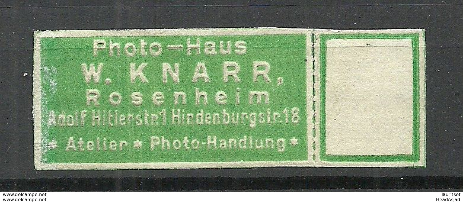 Deutschland Germany Photohaus W. Knarr Rosenheim Reklamemarke Advertising Stamp Siegelmarke Seal - Vignetten (Erinnophilie)