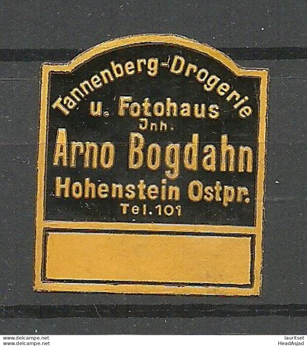 Deutschland Germany Drogerie & Photohaus A. Bogdahn Hohenstein Ostpr. Reklamemarke Advertising Stamp Siegelmarke Seal - Cinderellas
