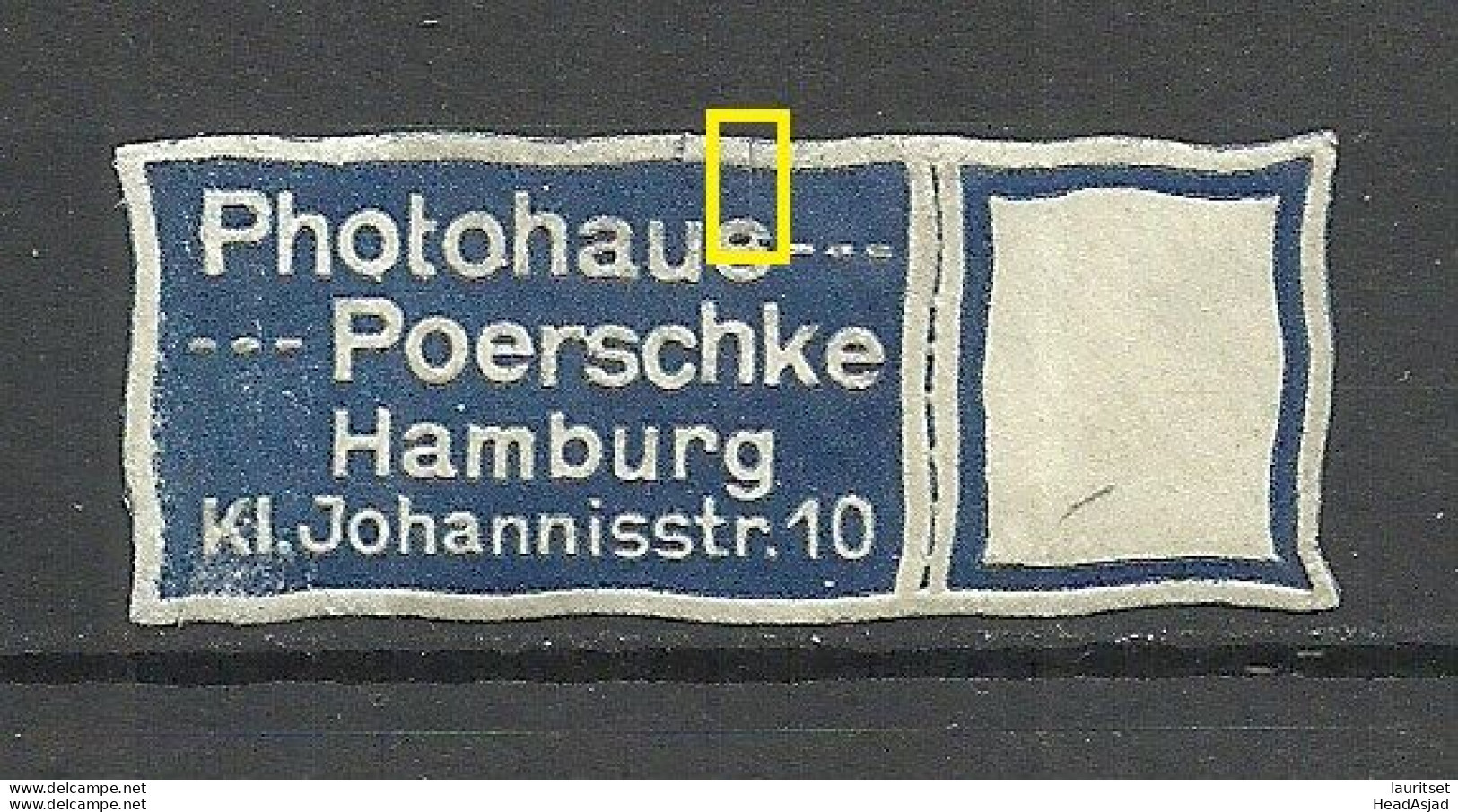 Deutschland Germany Photohaus Poerschke Hamburg Reklamemarke Advertising Stamp NB! Cut! Einschnitt! - Other & Unclassified