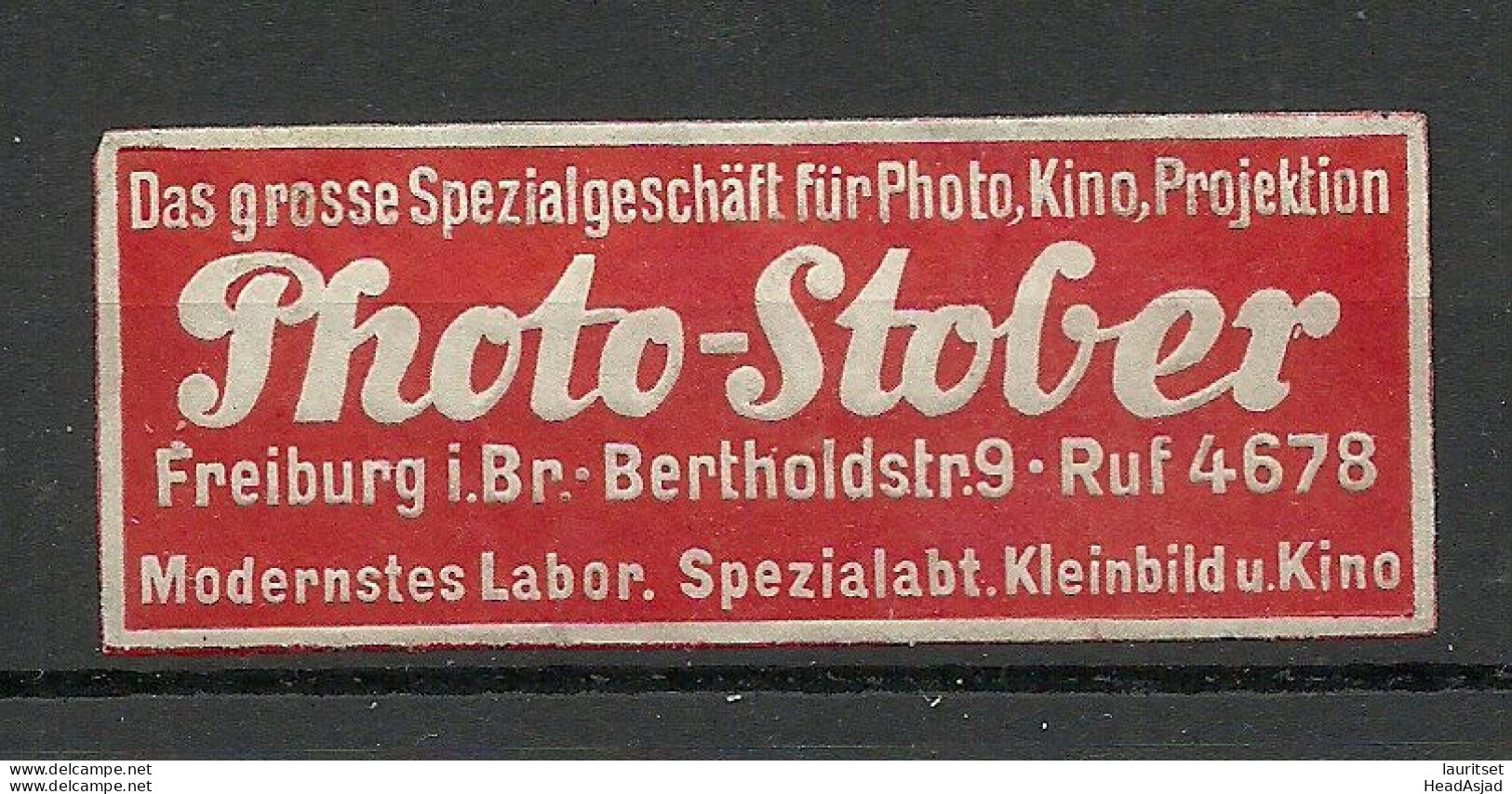 Deutschland Germany Photo-Stober Freiburg Reklamemarke Advertising Stamp Siegelmarke Seal - Other & Unclassified