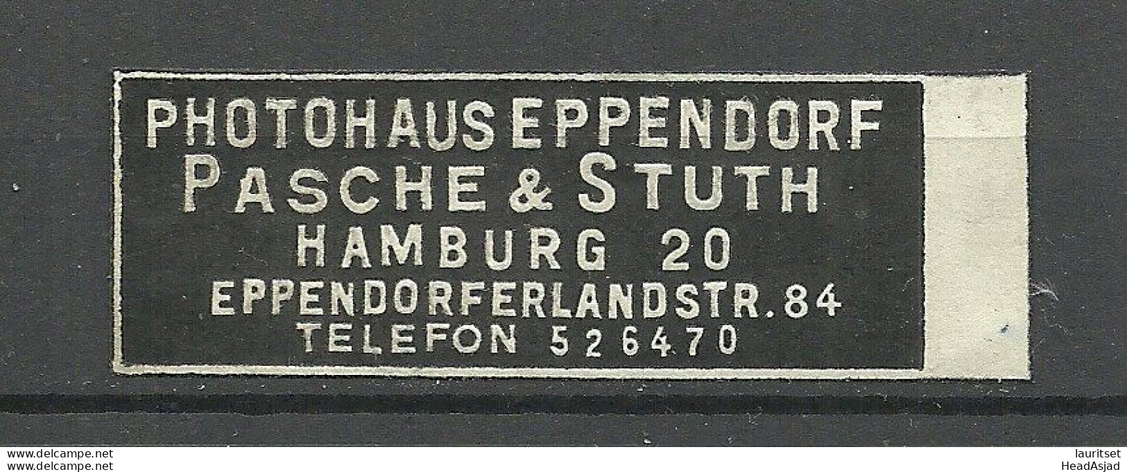 Deutschland Germany Photohaus Eppendorf Pasche & Stuth Hamburg Reklamemarke Advertising Stamp Siegelmarke Seal - Sonstige & Ohne Zuordnung