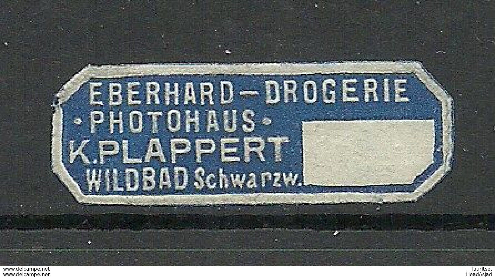 Deutschland Germany Eberhard Drogerie Photohaus Plappert WILDBAD Reklamemarke Advertising Stamp Siegelmarke Seal - Sonstige & Ohne Zuordnung