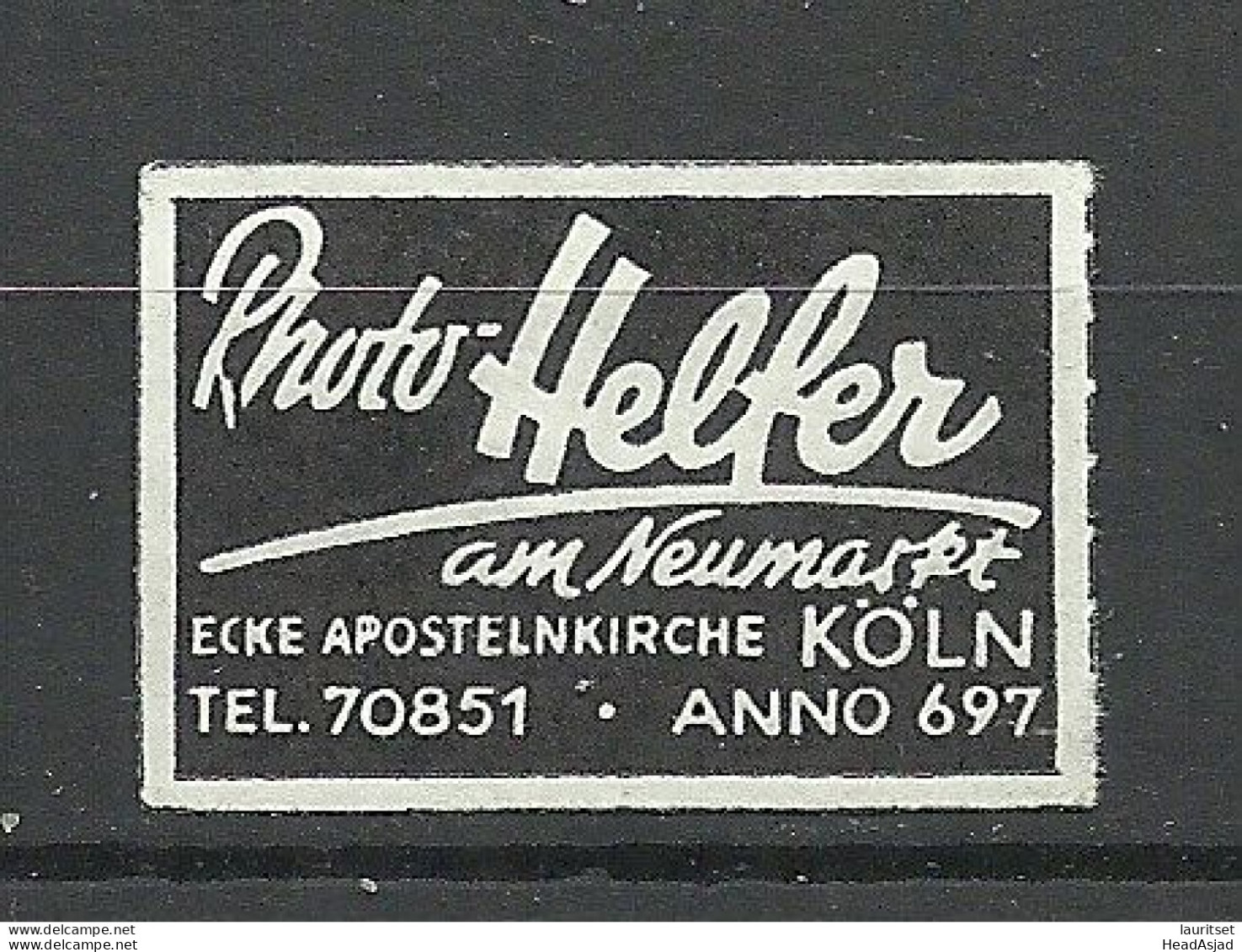 Deutschland Germany Photo Helfer Köln Neumarkt Reklamemarke Advertising Stamp Siegelmarke Seal - Andere & Zonder Classificatie