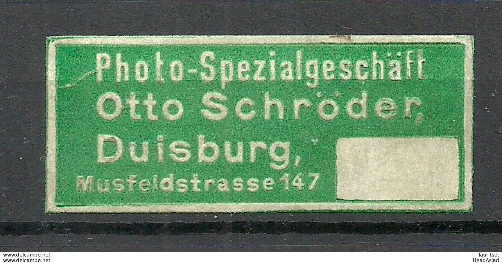 Deutschland Germany Photo-Spezialgeschäft O. Schröder Duisburg Reklamemarke Advertising Stamp Siegelmarke - Andere & Zonder Classificatie