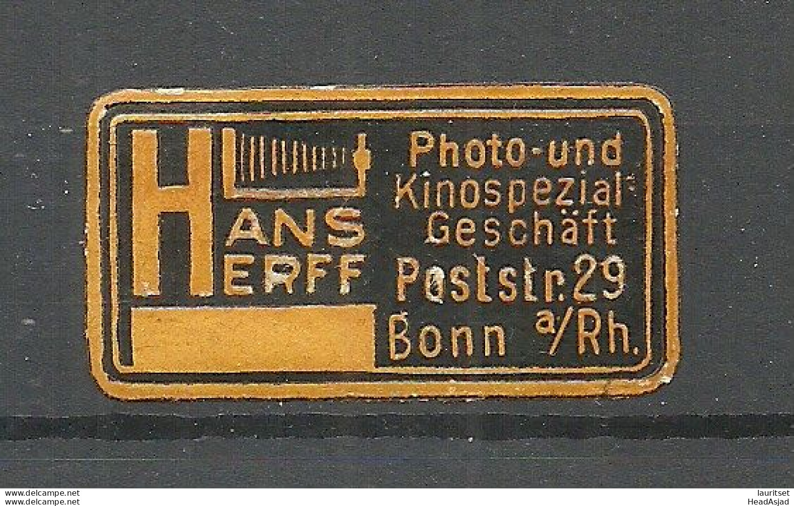Deutschland Germany Photo- Und Kino Spezialgeschäft H. Herff Bonn Reklamemarke Advertising Stamp Siegelmarke - Fotografia