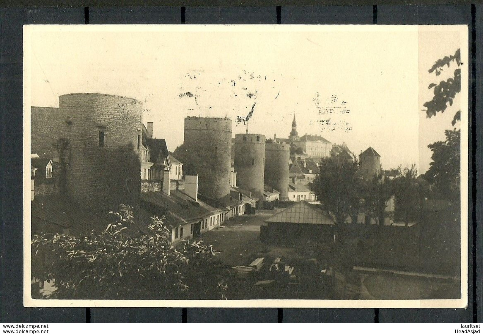 ESTONIA Estland 1936 Photo Post Card To Finland Tallinn Alte Stadtmauer Kanonenhof Old City Wall With Canon Towers - Estland