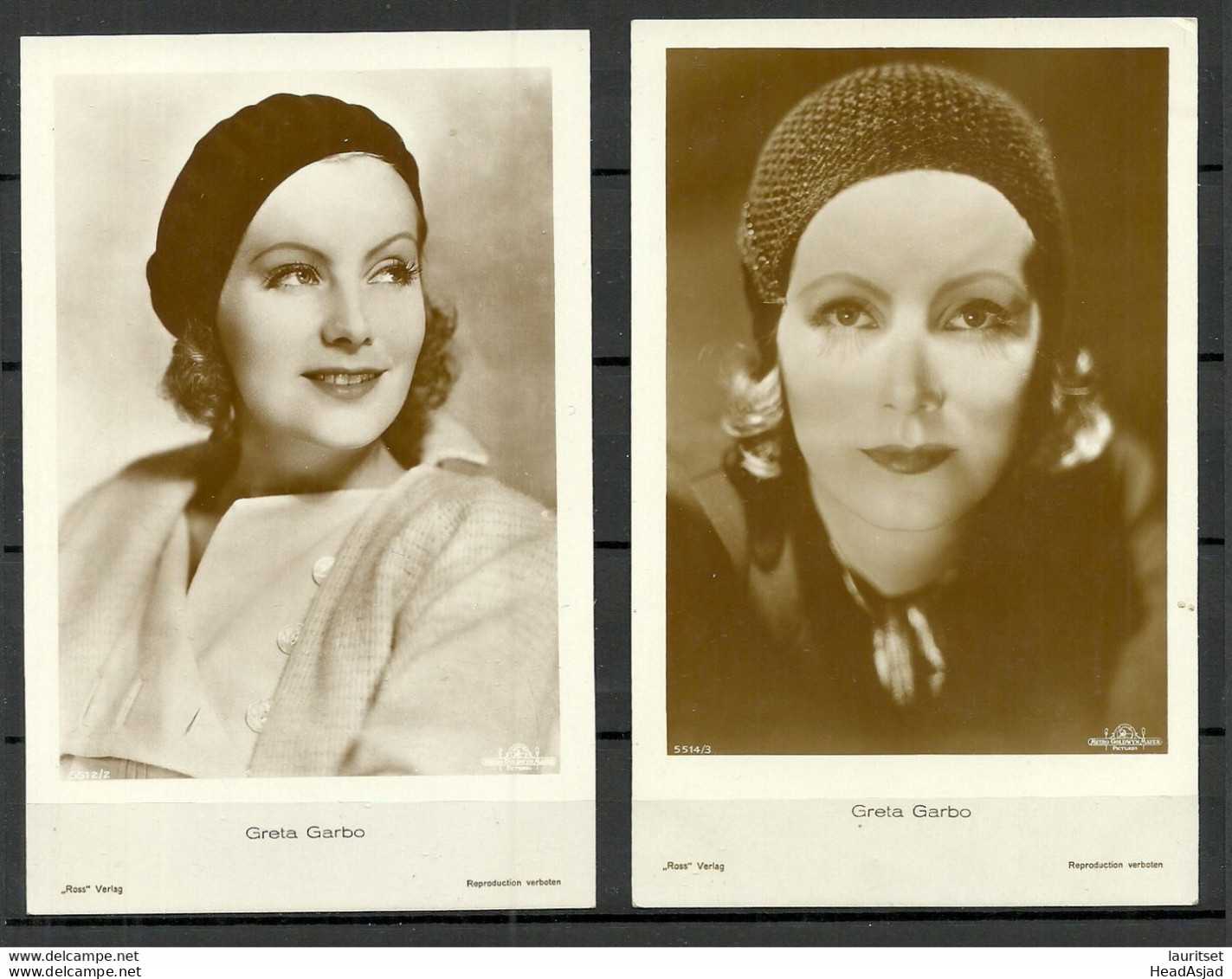 2 Photo Post Cards Ca 1920 Actress Greta Garbo Unused Ross Verlag - Actors