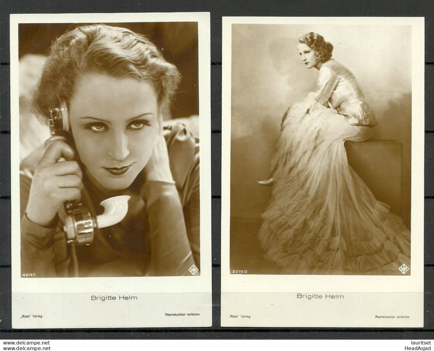 2 Photo Post Cards Ca 1920 Actress Brigitte Helm Unused - Actors