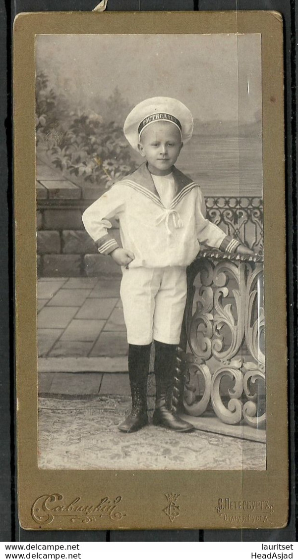 Russia Russland Ca 1900 Boy Wearing Marine Uniform Old Photograph St. Petersburg - Oud (voor 1900)