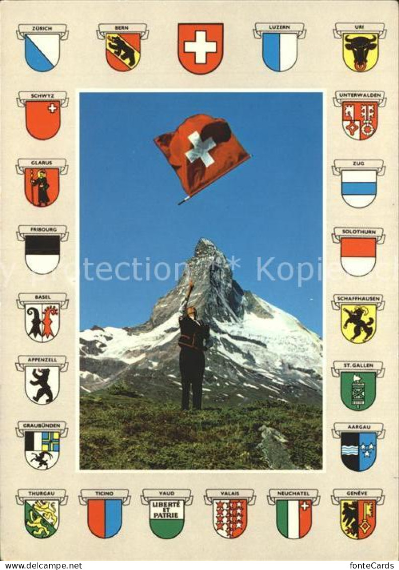 12365977 Matterhorn VS Le Cervin Schweizer Flagge Wappen Matterhorn VS - Sonstige & Ohne Zuordnung