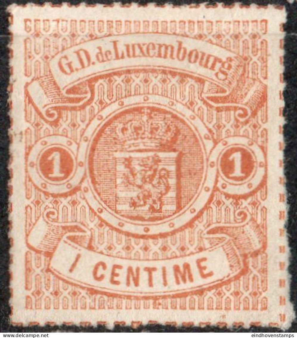 Luxembourg 1865 1c Orange Brown  Rouletted (coloured) M 1 Value No Gum - 1859-1880 Wappen & Heraldik