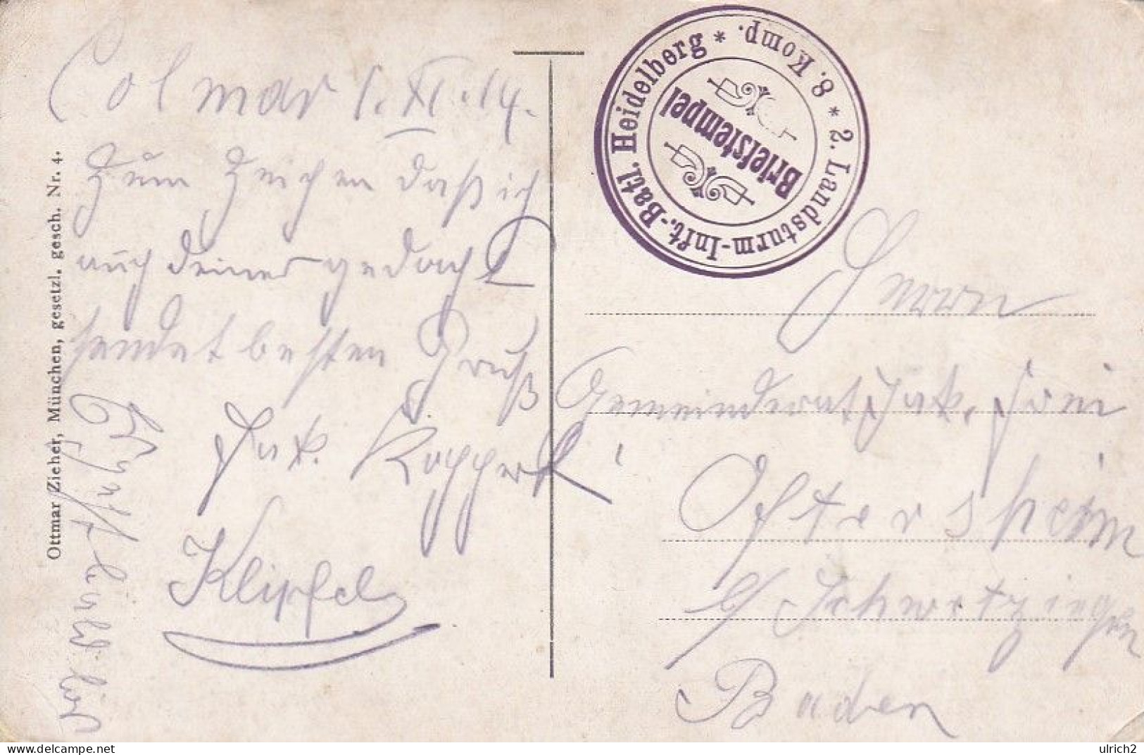 AK Künstlerkarte P.O. Engelhard - Die Letzte Maß Fürn Vater - Feldpost Landsturm Inf.- Batl. Heidelberg - 1914 (69415) - Engelhard, P.O. (P.O.E.)