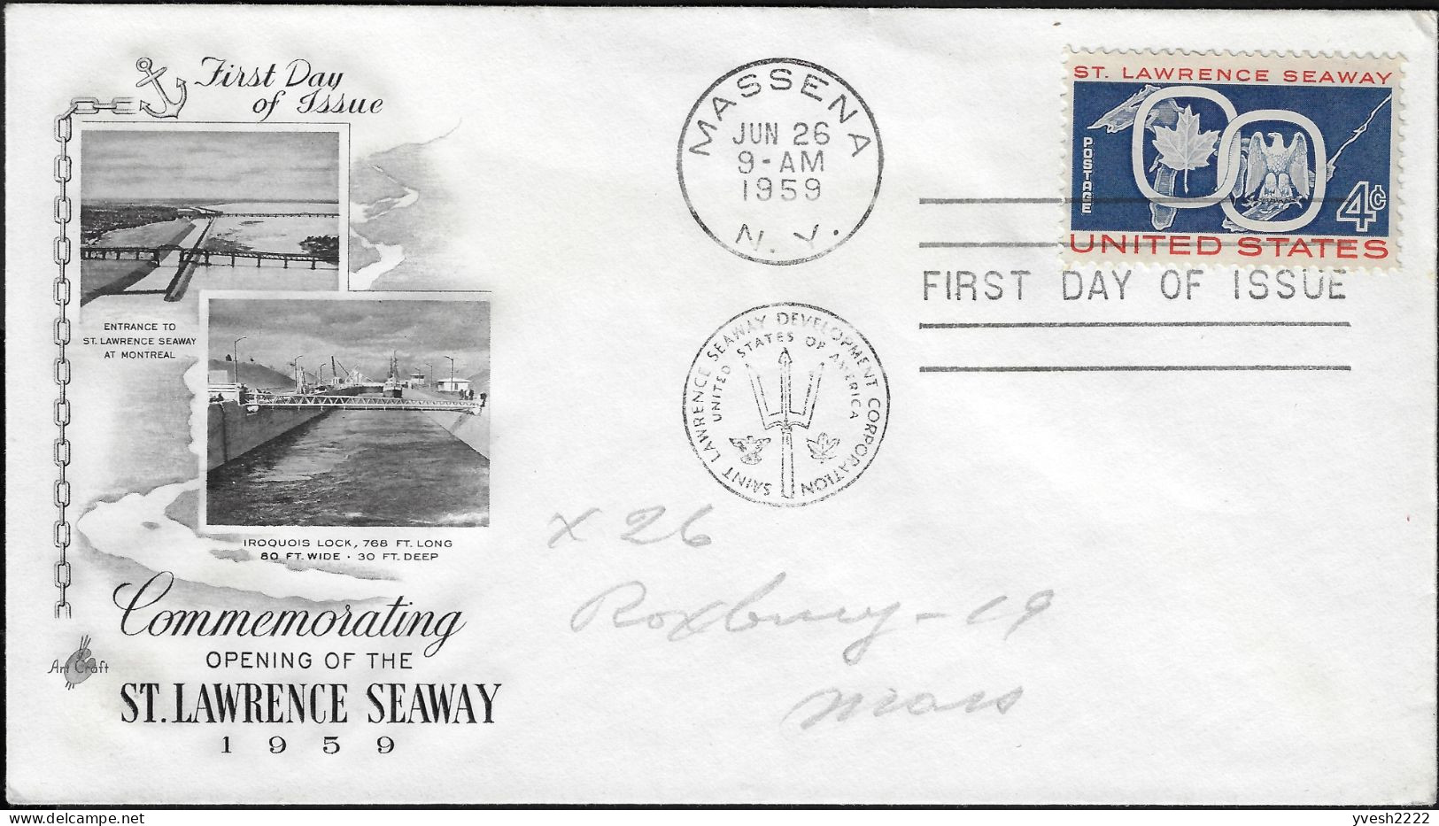 États-Unis 1959 Y&T 669 Sur FDC, Voie Maritime De Saint Laurent.  Canal - Barcos