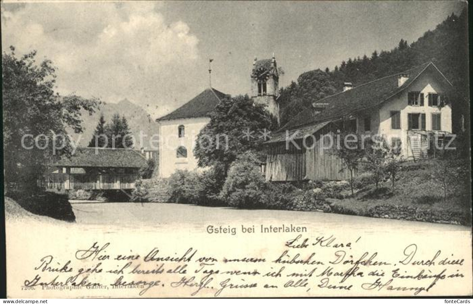 12358787 Gsteig Partie Am Fluss Holzbruecke Kirche Gsteig - Other & Unclassified